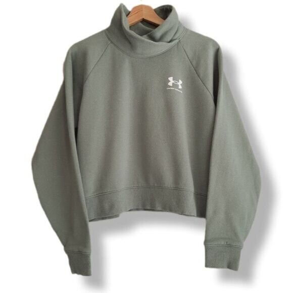 UNDER ARMOUR High Neck Comfy Sweatshirt Sage Green Sz S Flawed - Picture 1 of 13